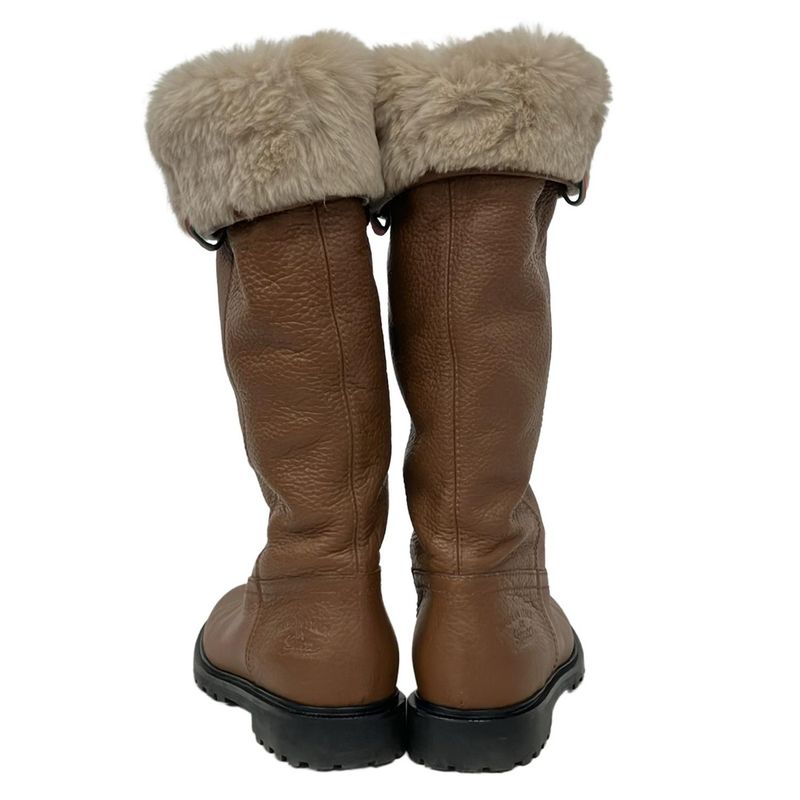 Gucci Long Boots 36 Women's - Brown X Ivory Sherry (web) Mouton