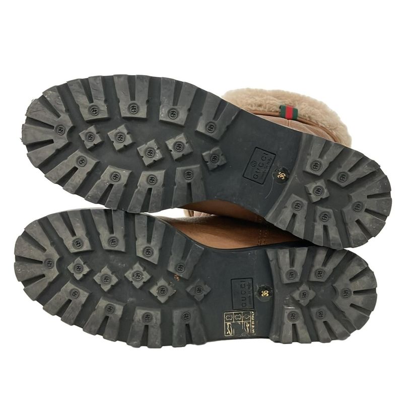 Gucci Long Boots 36 Women's - Brown X Ivory Sherry (web) Mouton