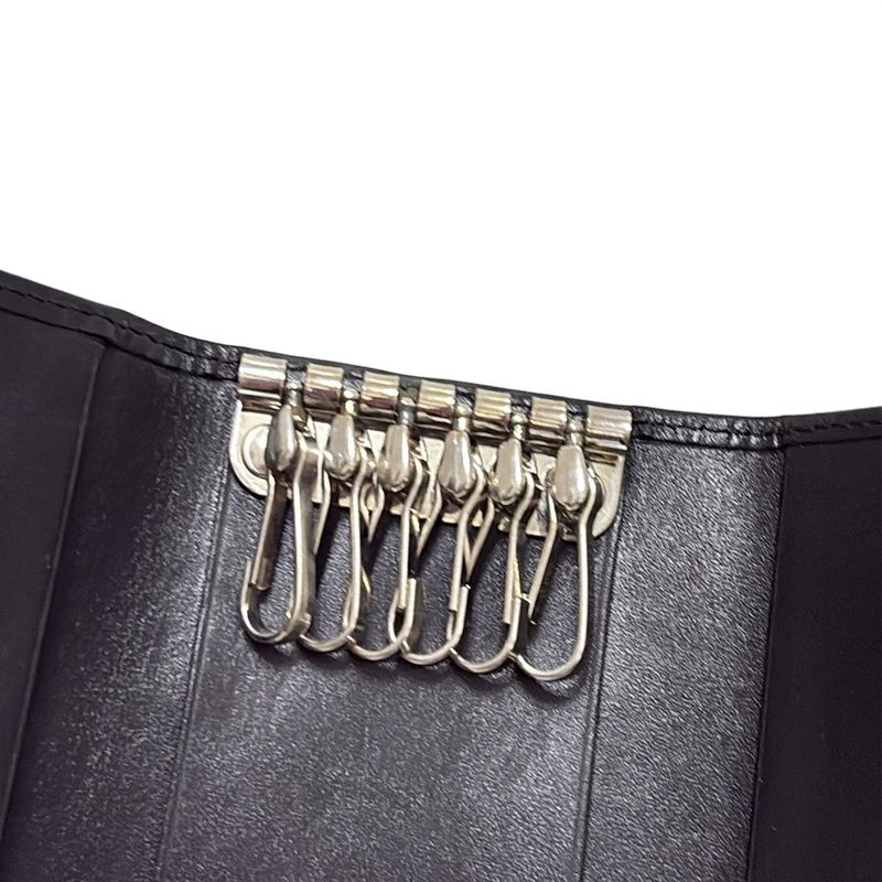 Versace Key Case - Black X Silver 6 Hooks Leather