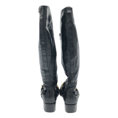 Balenciaga Ring Chain Strap Leather Long Boots Black 36 1 2