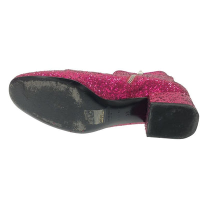 Saint Laurent Paris Side Zip Glitter Lame Short Boots Pink 36