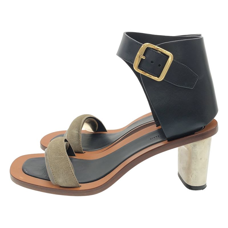 Celine By Phoebe Philo Bang Heel Leather Sandals Navy 37.5