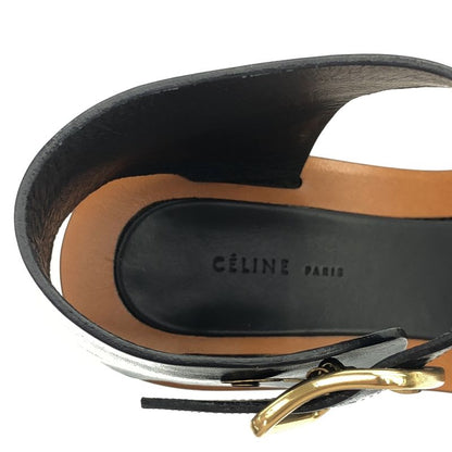 Celine By Phoebe Philo Bang Heel Leather Sandals Navy 37.5