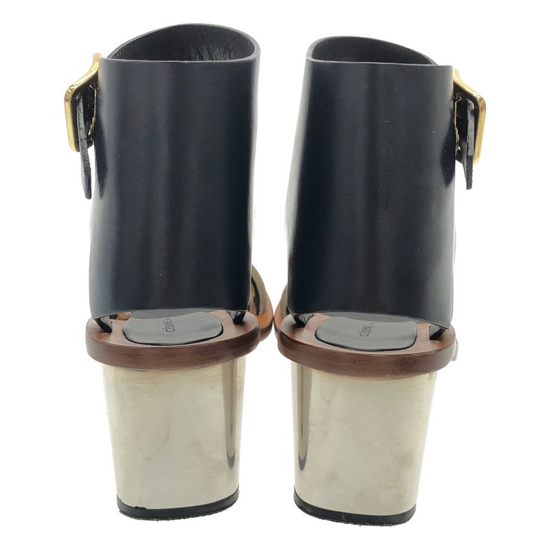 Celine By Phoebe Philo Bang Heel Leather Sandals Navy 37.5