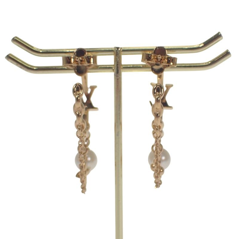 Louis Vuitton Blooming Pearl Earrings Metal Gold Ladies