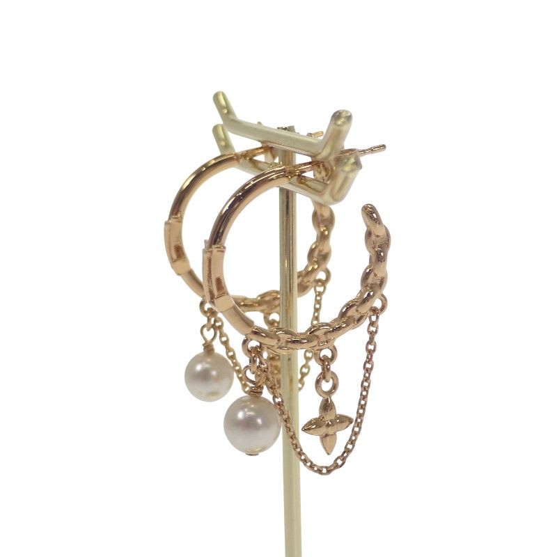 Louis Vuitton Blooming Pearl Earrings Metal Gold Ladies