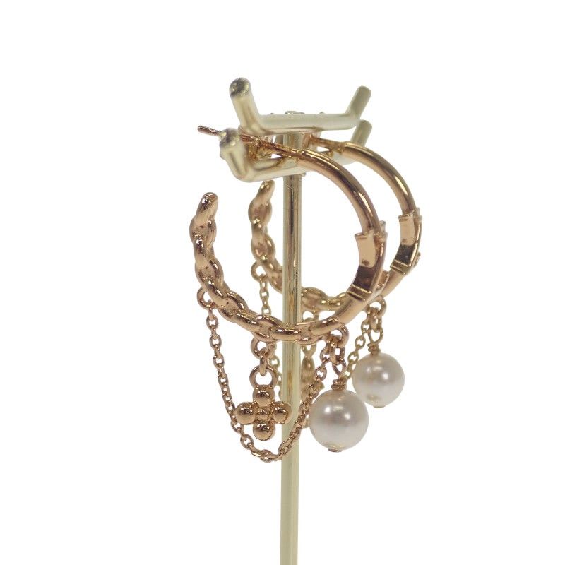 Louis Vuitton Blooming Pearl Earrings Metal Gold Ladies