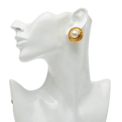 Chanel Cocomark Pearl Round Vintage Gold Plated Fake Pearl Ladies Chanel