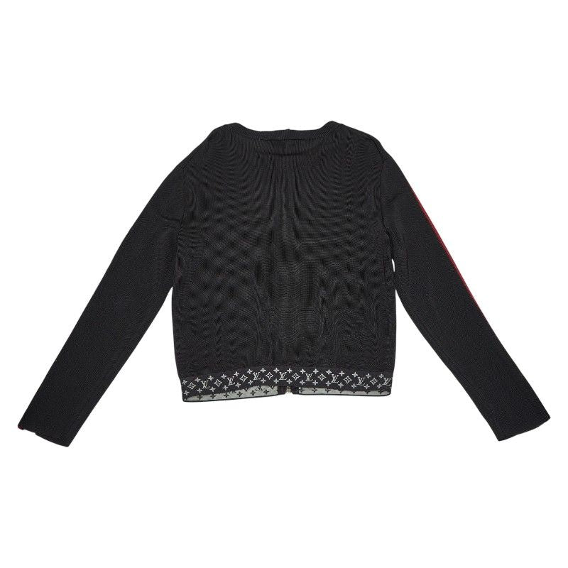 Louis Vuitton LV Logo Zip Up Blouson Size: S Black Multicolor Rayon Silk