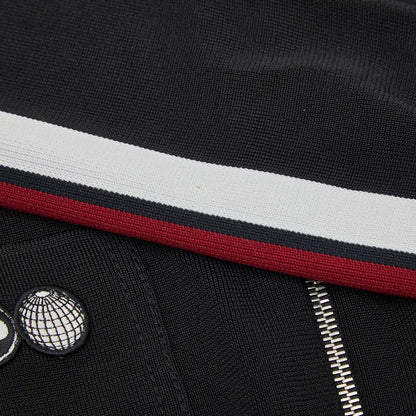 Louis Vuitton LV Logo Zip Up Blouson Size: S Black Multicolor Rayon Silk