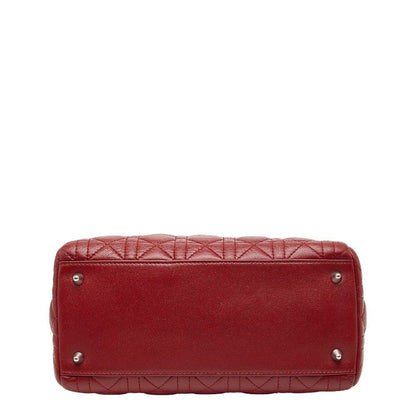 Dior Cannage Lady Dior Handbag Shoulder Bag 2WAY Wine Red Lambskin Ladies Dior