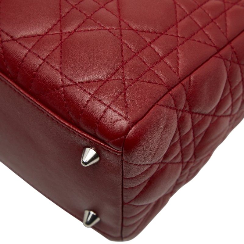 Dior Cannage Lady Dior Handbag Shoulder Bag 2WAY Wine Red Lambskin Ladies Dior