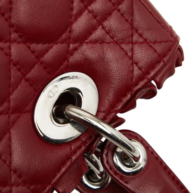 Dior Cannage Lady Dior Handbag Shoulder Bag 2WAY Wine Red Lambskin Ladies Dior