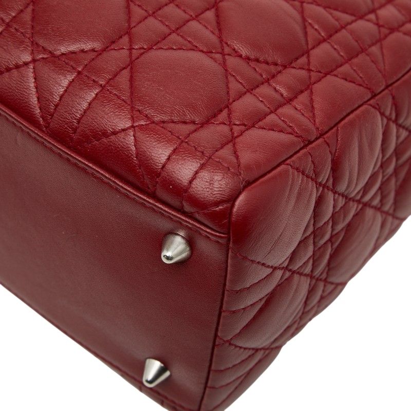 Dior Cannage Lady Dior Handbag Shoulder Bag 2WAY Wine Red Lambskin Ladies Dior