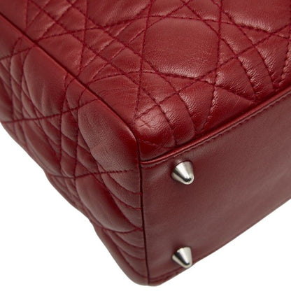 Dior Cannage Lady Dior Handbag Shoulder Bag 2WAY Wine Red Lambskin Ladies Dior