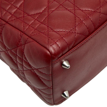 Dior Cannage Lady Dior Handbag Shoulder Bag 2WAY Wine Red Lambskin Ladies Dior