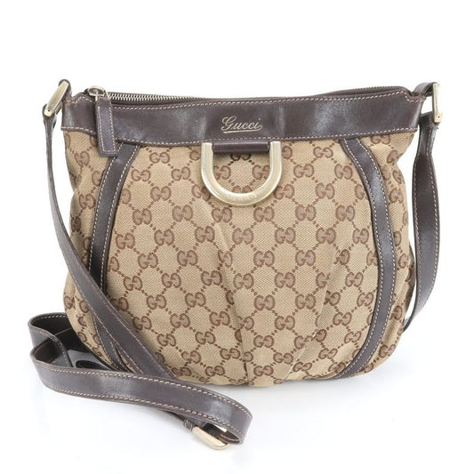Gucci GG Canvas Abbey 203257 Leather Shoulder Bag Crossbody Brown Women's EUE