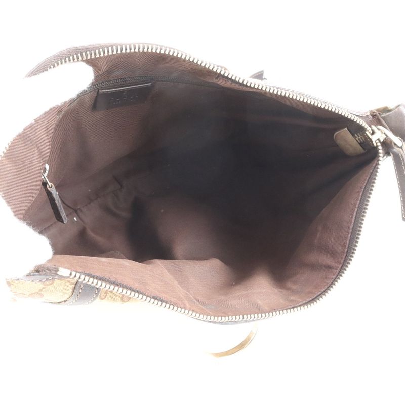 Gucci GG Canvas Abbey 203257 Leather Shoulder Bag Crossbody Brown Women's EUE