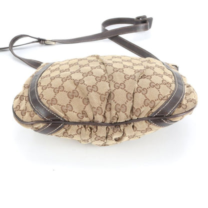Gucci GG Canvas Abbey 203257 Leather Shoulder Bag Crossbody Brown Women's EUE