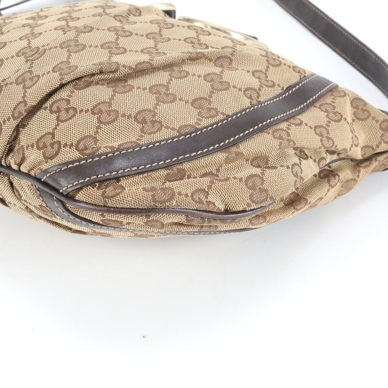 Gucci GG Canvas Abbey 203257 Leather Shoulder Bag Crossbody Brown Women's EUE