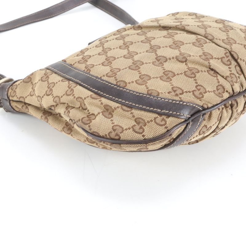 Gucci GG Canvas Abbey 203257 Leather Shoulder Bag Crossbody Brown Women's EUE