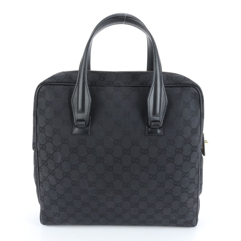 Gucci Control Card Included GG Canvas 90677 Leather Tote Bag Shoulder Black