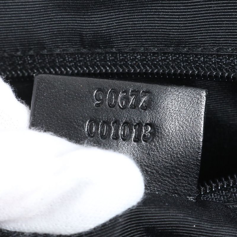 Gucci Control Card Included GG Canvas 90677 Leather Tote Bag Shoulder Black