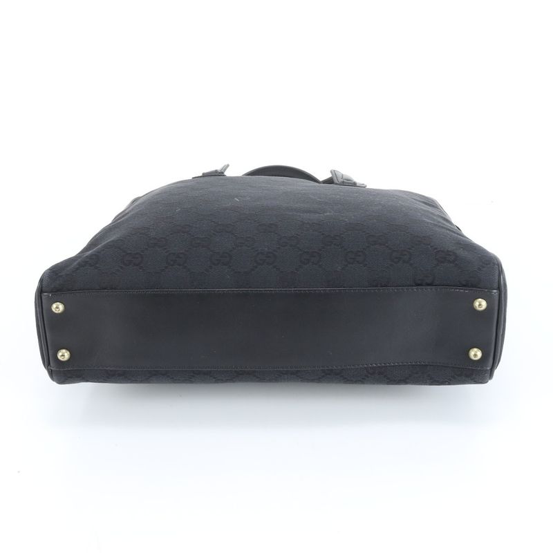 Gucci Control Card Included GG Canvas 90677 Leather Tote Bag Shoulder Black