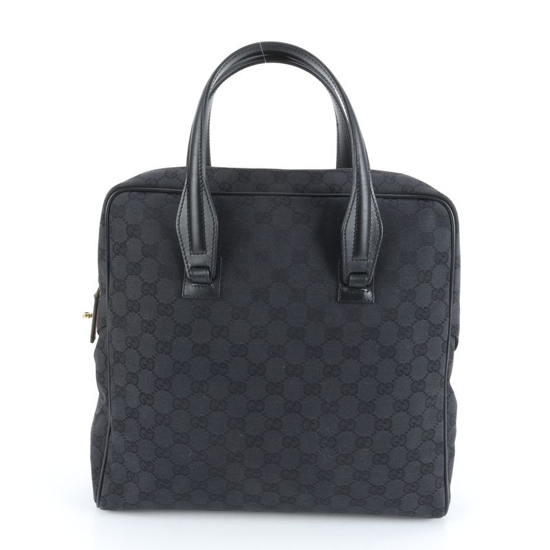 Gucci Control Card Included GG Canvas 90677 Leather Tote Bag Shoulder Black