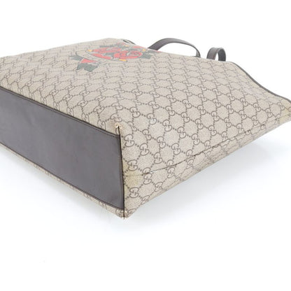 Gucci GG Supreme Rose Tattoo Print 257245 Leather Tote Bag Shoulder A4 Ladies