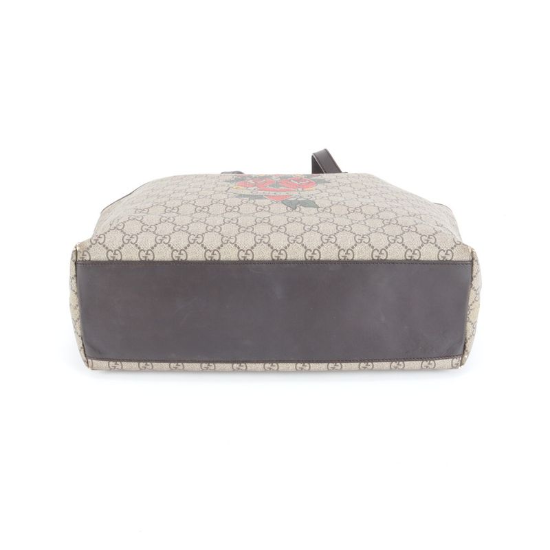 Gucci GG Supreme Rose Tattoo Print 257245 Leather Tote Bag Shoulder A4 Ladies