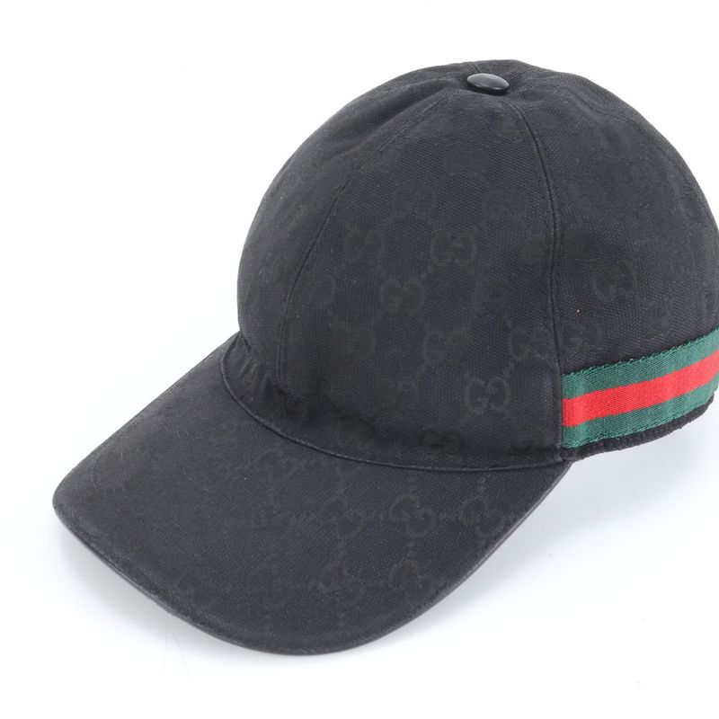 Gucci GG Canvas Sherry Line Baseball Cap Hat 200035 Leather M Size Men's ERE