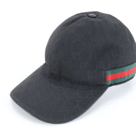 Gucci GG Canvas Sherry Line Baseball Cap Hat 200035 Leather M Size Men's ERE