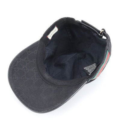 Gucci GG Canvas Sherry Line Baseball Cap Hat 200035 Leather M Size Men's ERE