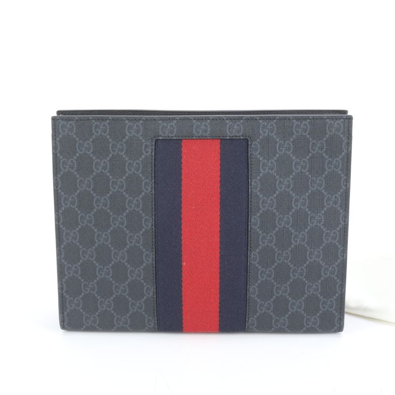 Gucci GG Supreme Sherry Line 475316 Leather Second Bag Clutch Pouch Commuting