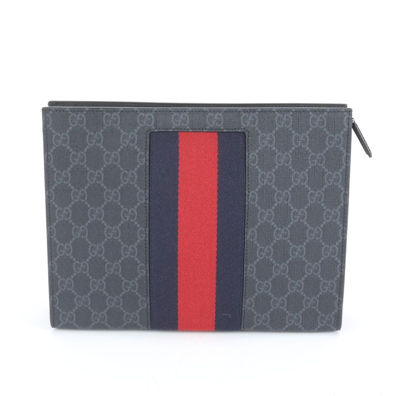 Gucci GG Supreme Sherry Line 475316 Leather Second Bag Clutch Pouch Commuting