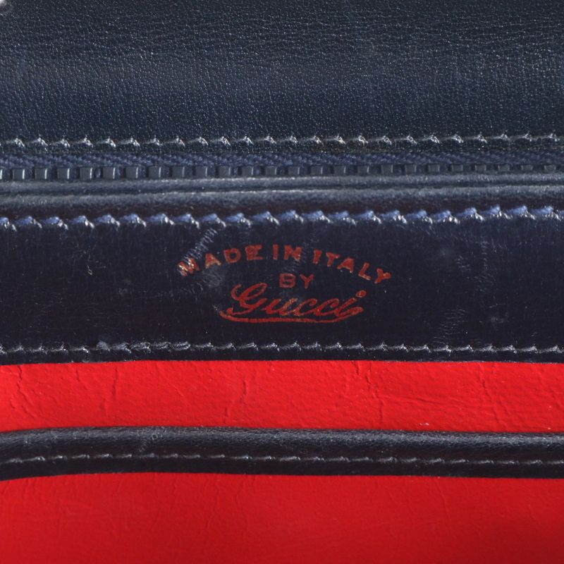 Vintage Old Gucci Turnlock Leather Handbag Tote Black Genuine Leather Gold