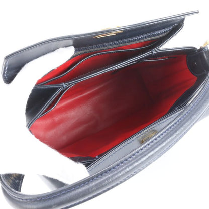 Vintage Old Gucci Turnlock Leather Handbag Tote Black Genuine Leather Gold