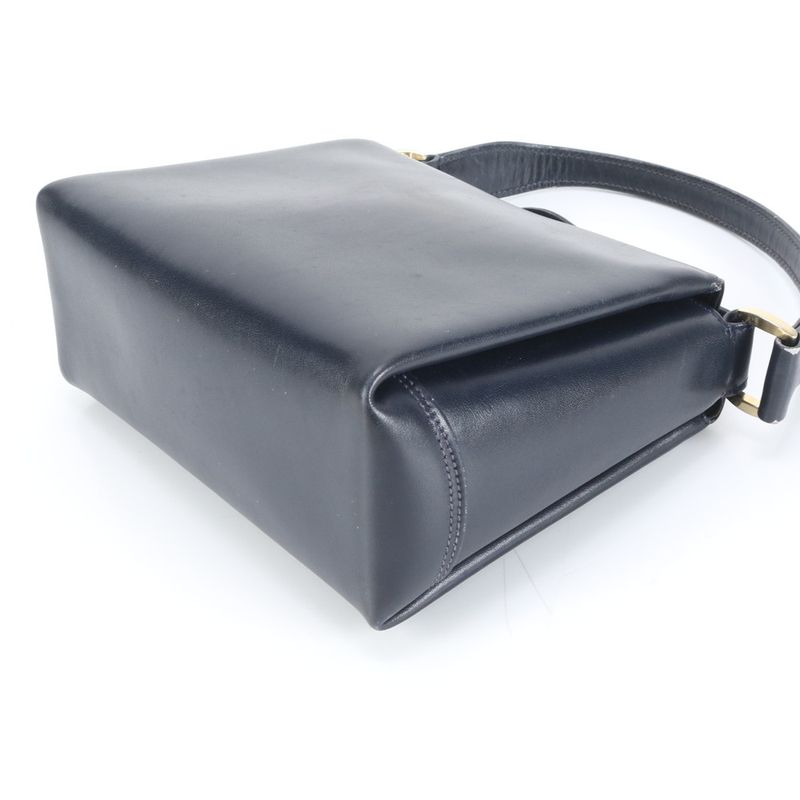 Vintage Old Gucci Turnlock Leather Handbag Tote Black Genuine Leather Gold