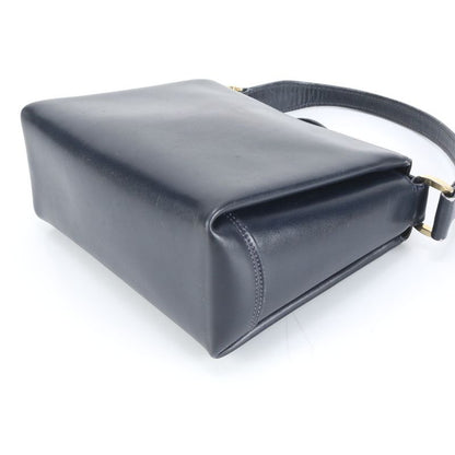 Vintage Old Gucci Turnlock Leather Handbag Tote Black Genuine Leather Gold