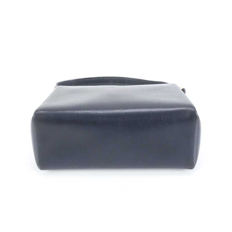 Vintage Old Gucci Turnlock Leather Handbag Tote Black Genuine Leather Gold