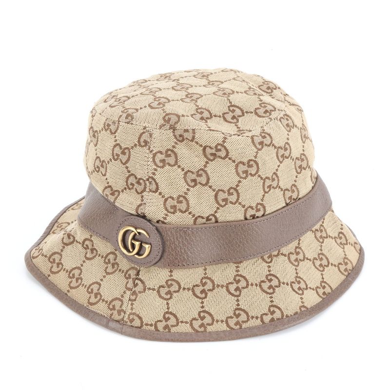 Current Item Gucci GG Canvas Double G Fedora Hat 576587 4hg62 Leather M Size