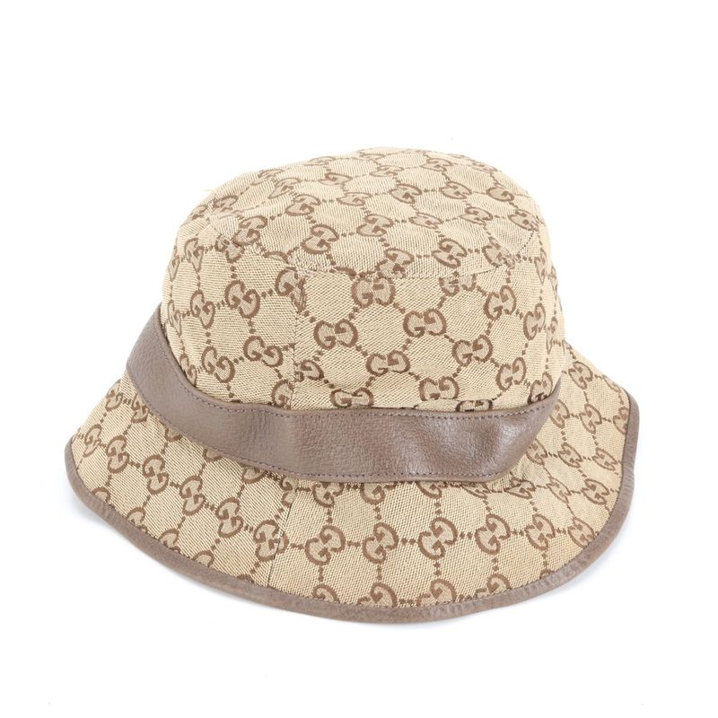 Current Item Gucci GG Canvas Double G Fedora Hat 576587 4hg62 Leather M Size