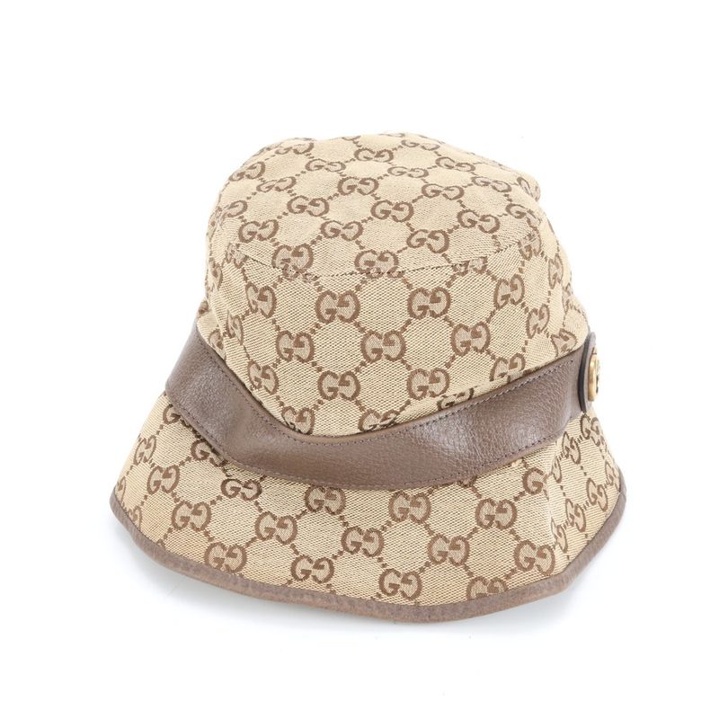 Current Item Gucci GG Canvas Double G Fedora Hat 576587 4hg62 Leather M Size