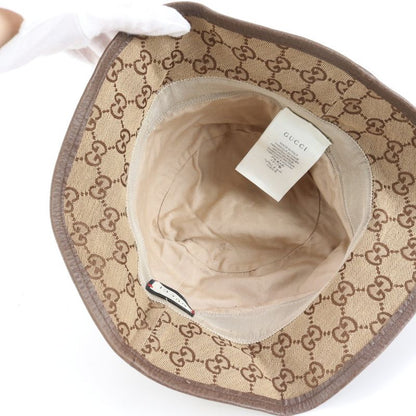 Current Item Gucci GG Canvas Double G Fedora Hat 576587 4hg62 Leather M Size