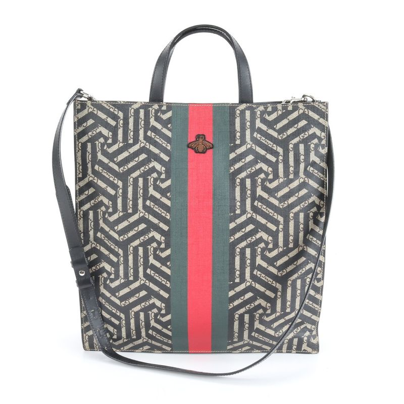 Gucci GG Kaleido Sherry Line Bee 450950 Leather 2WAY Tote Bag Crossbody