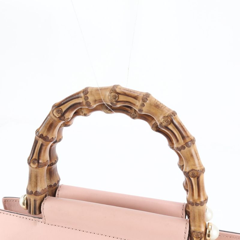 Gucci Bamboo Nimfair Small 453767 Leather Handbag Tote Pink Women's EUE De19-3