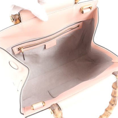 Gucci Bamboo Nimfair Small 453767 Leather Handbag Tote Pink Women's EUE De19-3