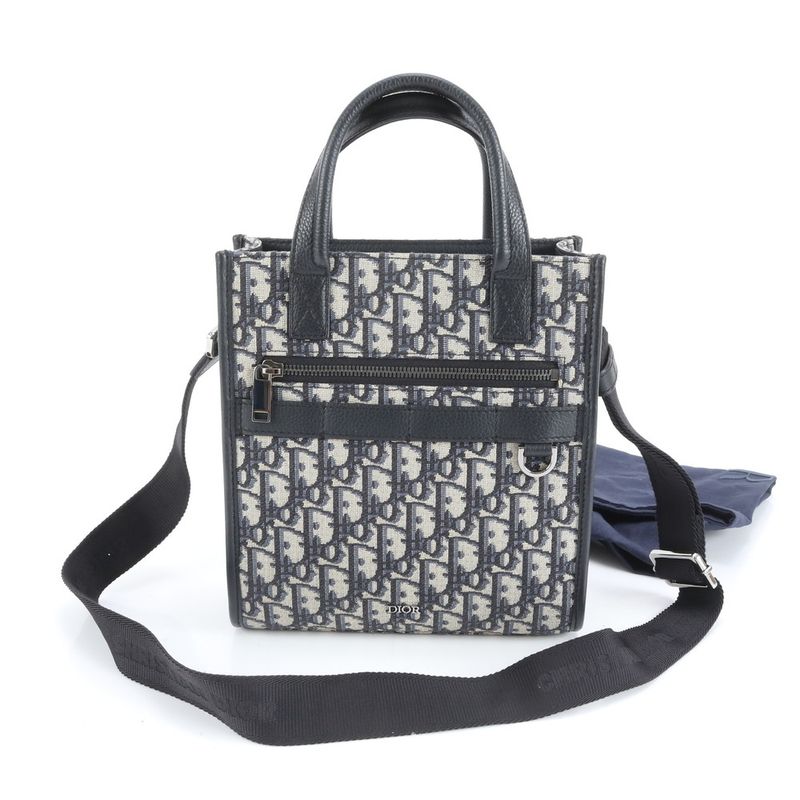 Dior Oblique Safari North South Leather 2WAY Shoulder Bag Crossbody Messenger