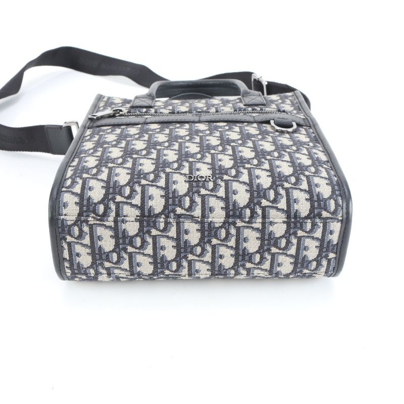 Dior Oblique Safari North South Leather 2WAY Shoulder Bag Crossbody Messenger